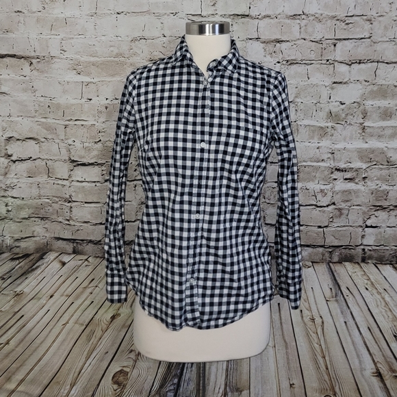 JCrew Factory Button Up Top Size XS Blue/White - Picture 3 of 10